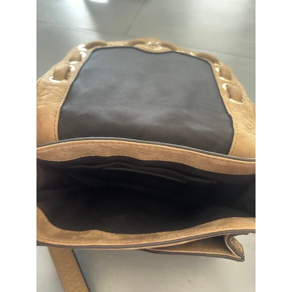 Rebecca Minkoff Adjustable Strap Fringe Brown Gold Hardware Handbag Purse - Picture 2 of 5